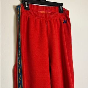 Women’s Aviator Nation Sweatpants Red with Lightening bolt details size Medium